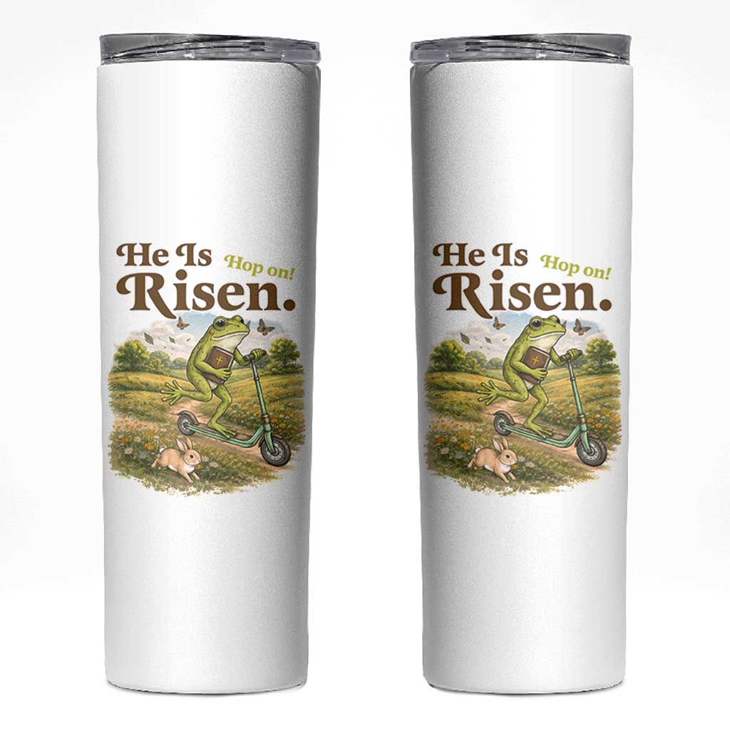 He Is Risen Hop On Skinny Tumbler Christian Easter Frog