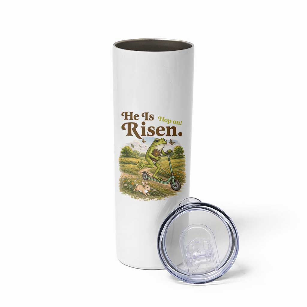 He Is Risen Hop On Skinny Tumbler Christian Easter Frog