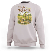 He Is Risen Hop On Sweatshirt Christian Easter Frog