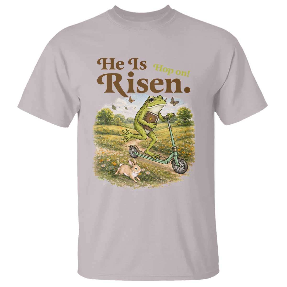 He Is Risen Hop On T Shirt Christian Easter Frog