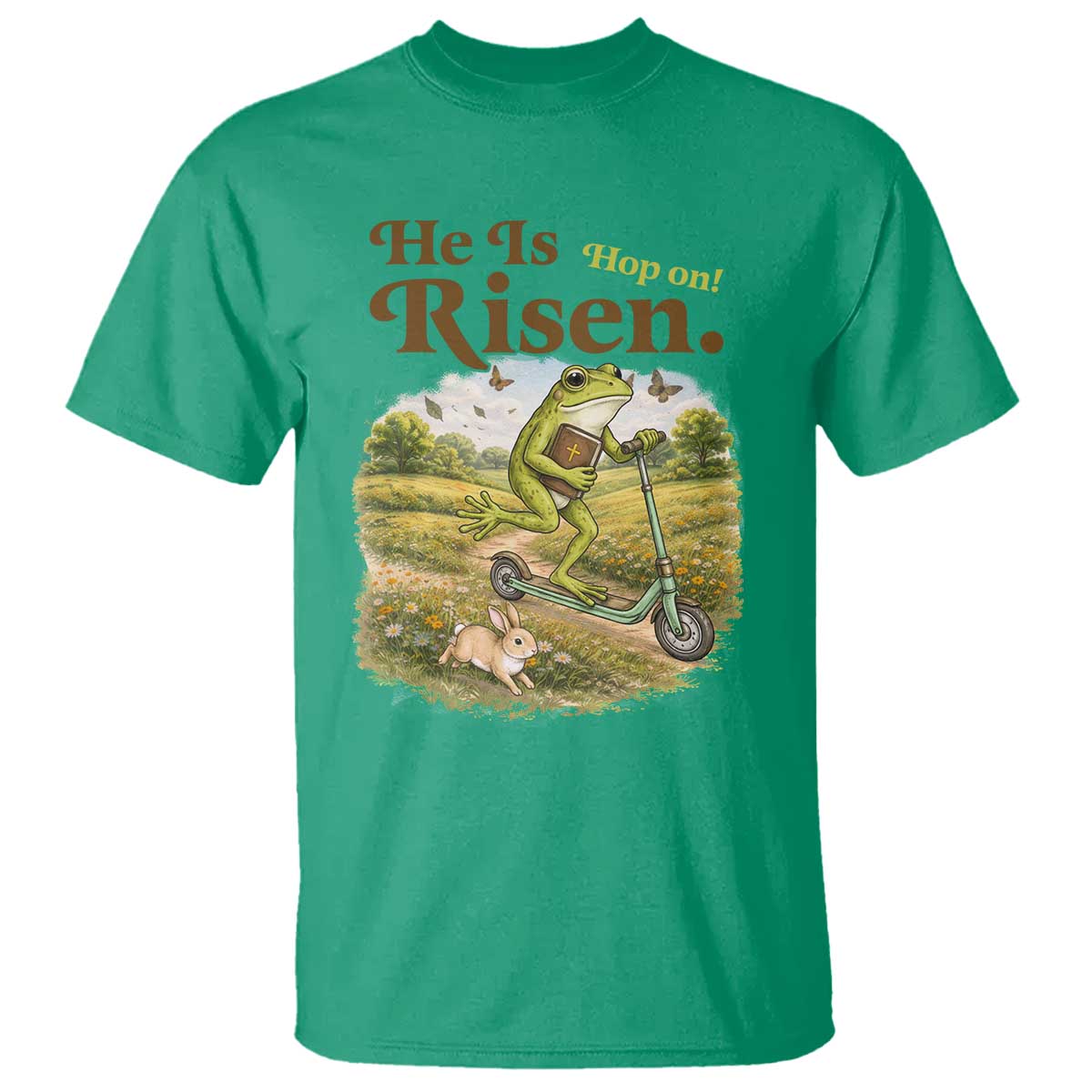 He Is Risen Hop On T Shirt Christian Easter Frog