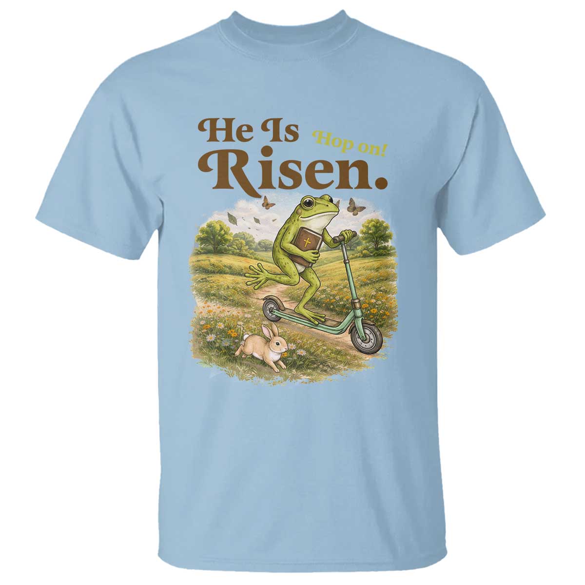 He Is Risen Hop On T Shirt Christian Easter Frog