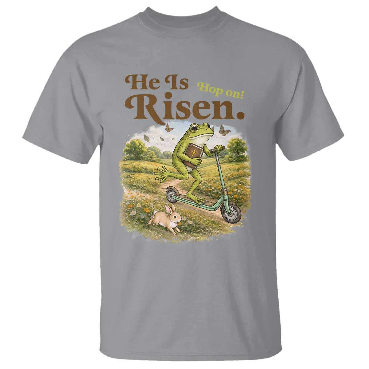 He Is Risen Hop On T Shirt Christian Easter Frog