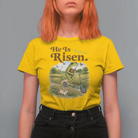 He Is Risen Hop On T Shirt For Women Christian Easter Frog