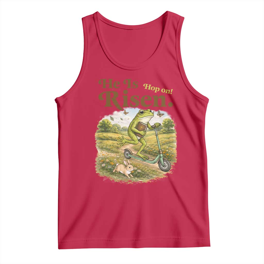 He Is Risen Hop On Tank Top Christian Easter Frog