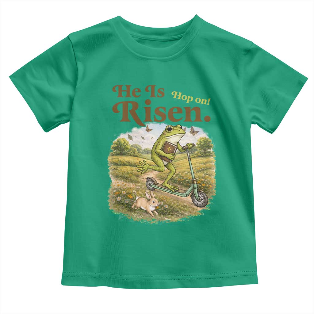He Is Risen Hop On Toddler T Shirt Christian Easter Frog