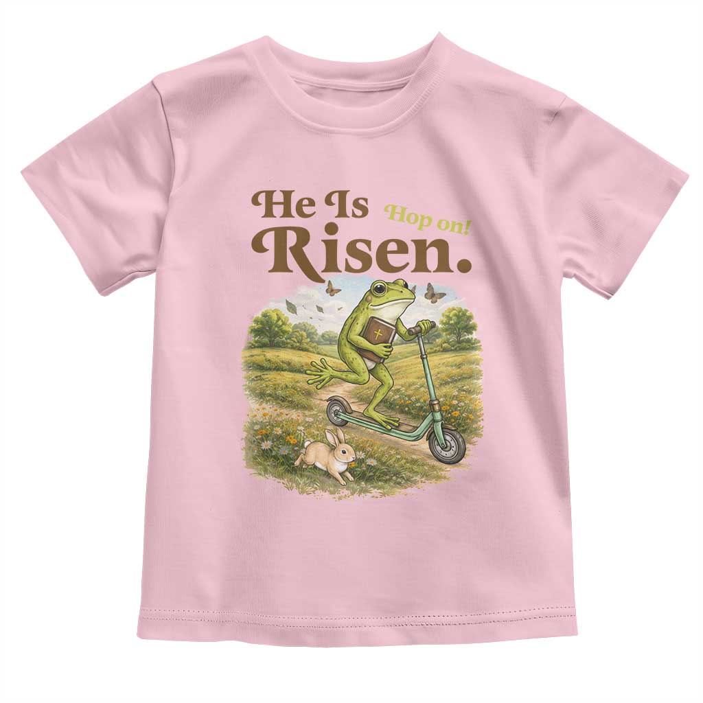 He Is Risen Hop On Toddler T Shirt Christian Easter Frog