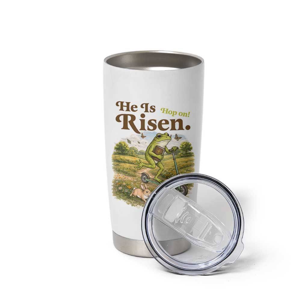 He Is Risen Hop On Tumbler Cup Christian Easter Frog