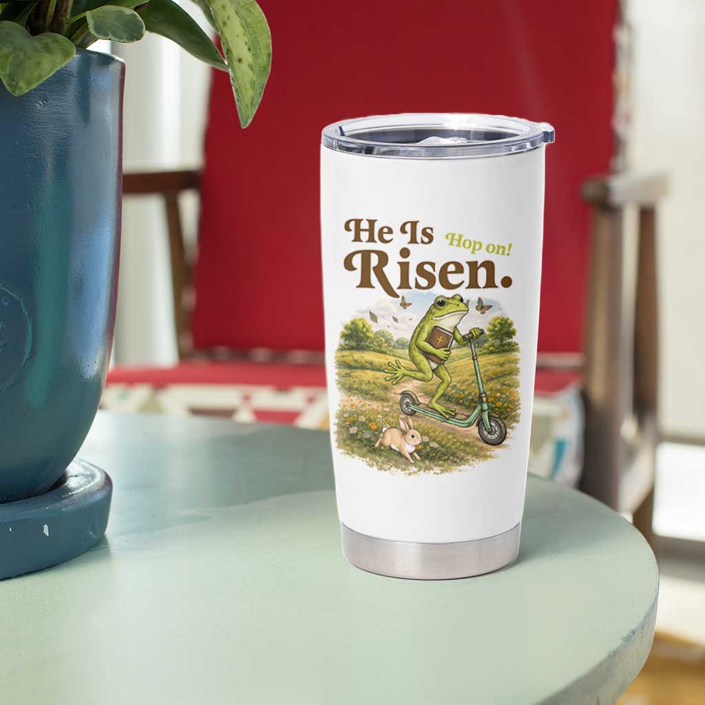 He Is Risen Hop On Tumbler Cup Christian Easter Frog