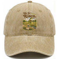 He Is Risen Hop On Washed Cotton Baseball Cap Christian Easter Frog