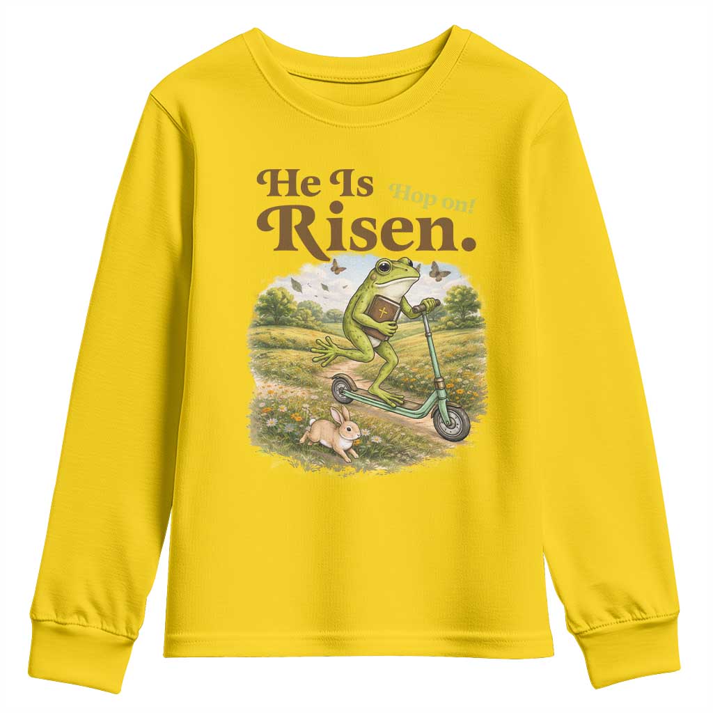 He Is Risen Hop On Youth Sweatshirt Christian Easter Frog