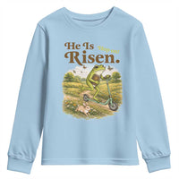 He Is Risen Hop On Youth Sweatshirt Christian Easter Frog