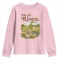 He Is Risen Hop On Youth Sweatshirt Christian Easter Frog
