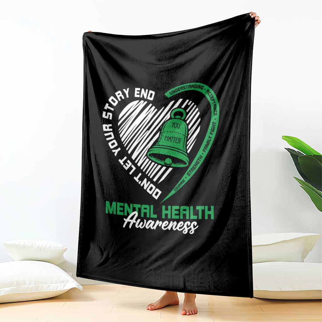 Mental Health Awarenes Throw Blanket Green Ribbon Inspirational Psychologist Therapist