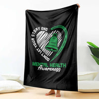 Mental Health Awarenes Throw Blanket Green Ribbon Inspirational Psychologist Therapist