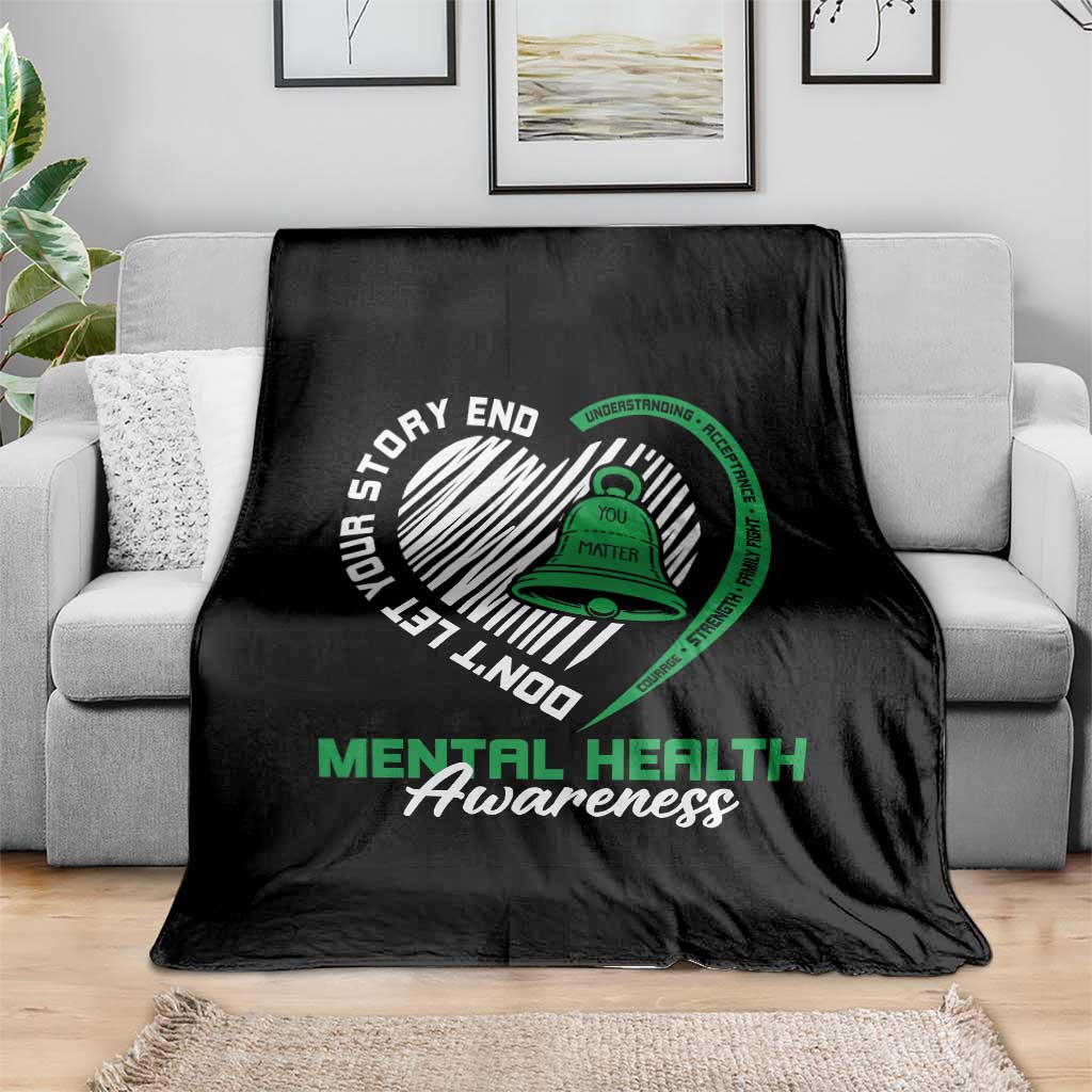Mental Health Awarenes Throw Blanket Green Ribbon Inspirational Psychologist Therapist