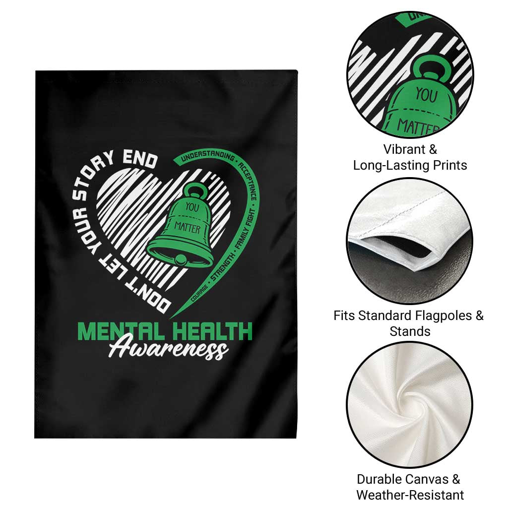 Mental Health Awarenes Garden Flag Green Ribbon Inspirational Psychologist Therapist