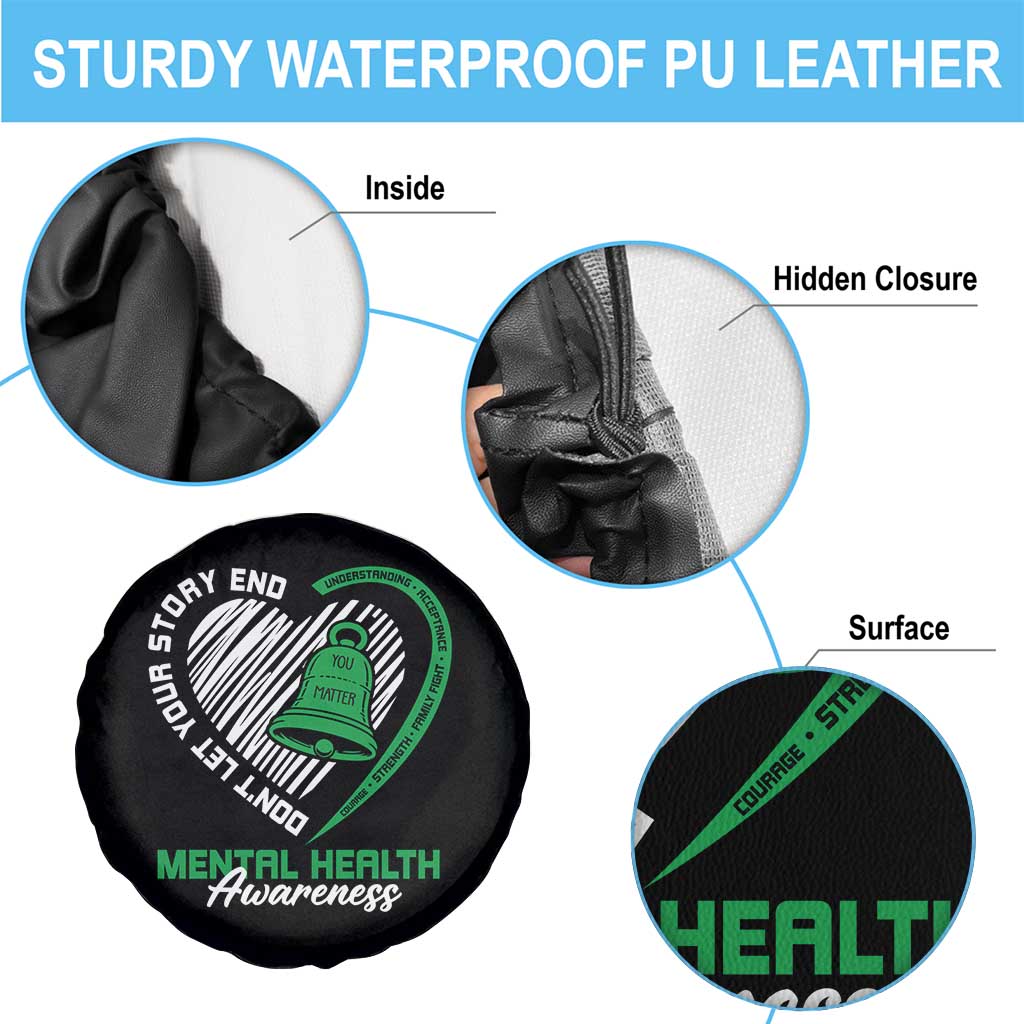 Mental Health Awarenes Spare Tire Cover Green Ribbon Inspirational Psychologist Therapist