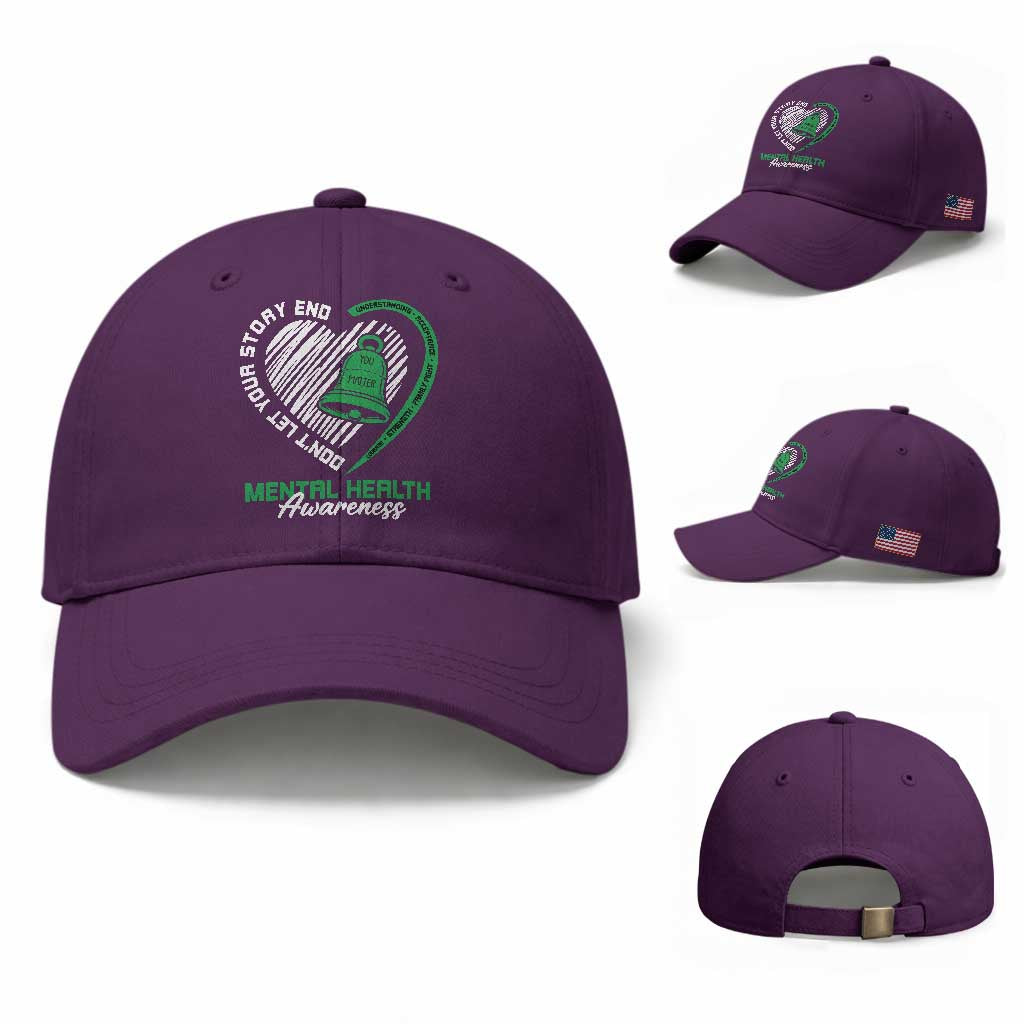 Mental Health Awarenes Baseball Cap Green Ribbon Inspirational Psychologist Therapist