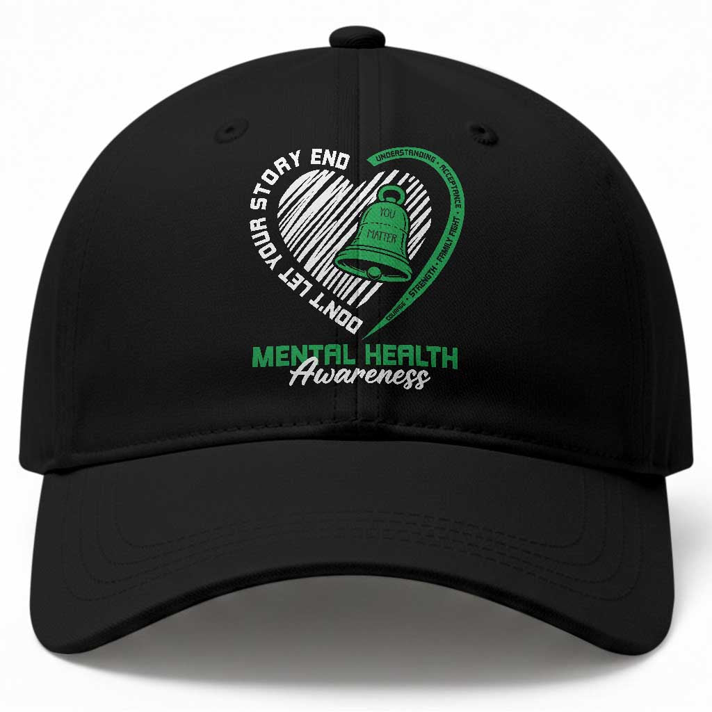 Mental Health Awarenes Baseball Cap Green Ribbon Inspirational Psychologist Therapist