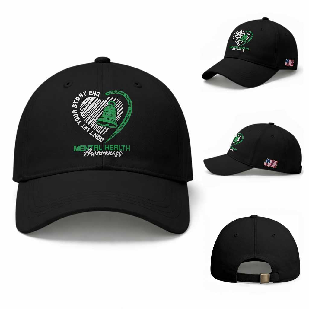 Mental Health Awarenes Baseball Cap Green Ribbon Inspirational Psychologist Therapist