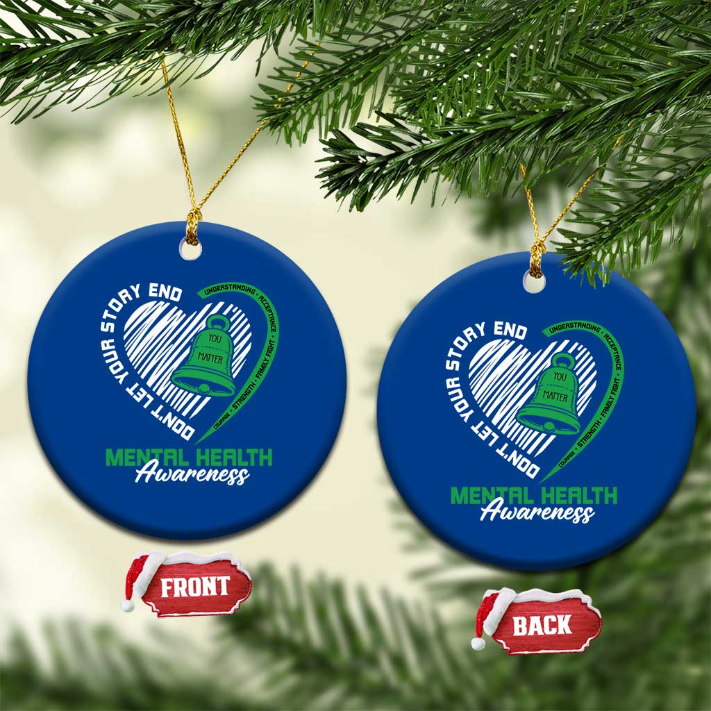Mental Health Awarenes Ceramic Ornament Green Ribbon Inspirational Psychologist Therapist
