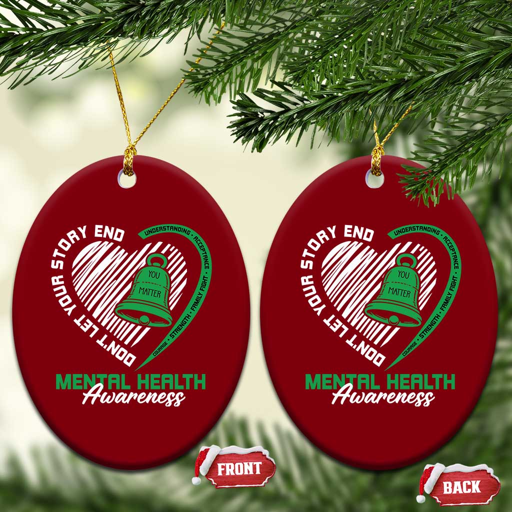 Mental Health Awarenes Ceramic Ornament Green Ribbon Inspirational Psychologist Therapist