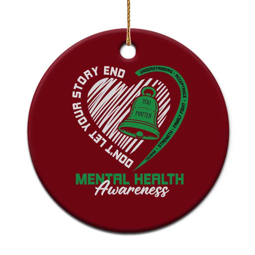 Mental Health Awarenes Ceramic Ornament Green Ribbon Inspirational Psychologist Therapist