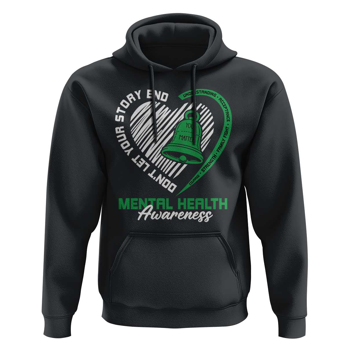 Mental Health Awarenes Hoodie Green Ribbon Inspirational Psychologist Therapist