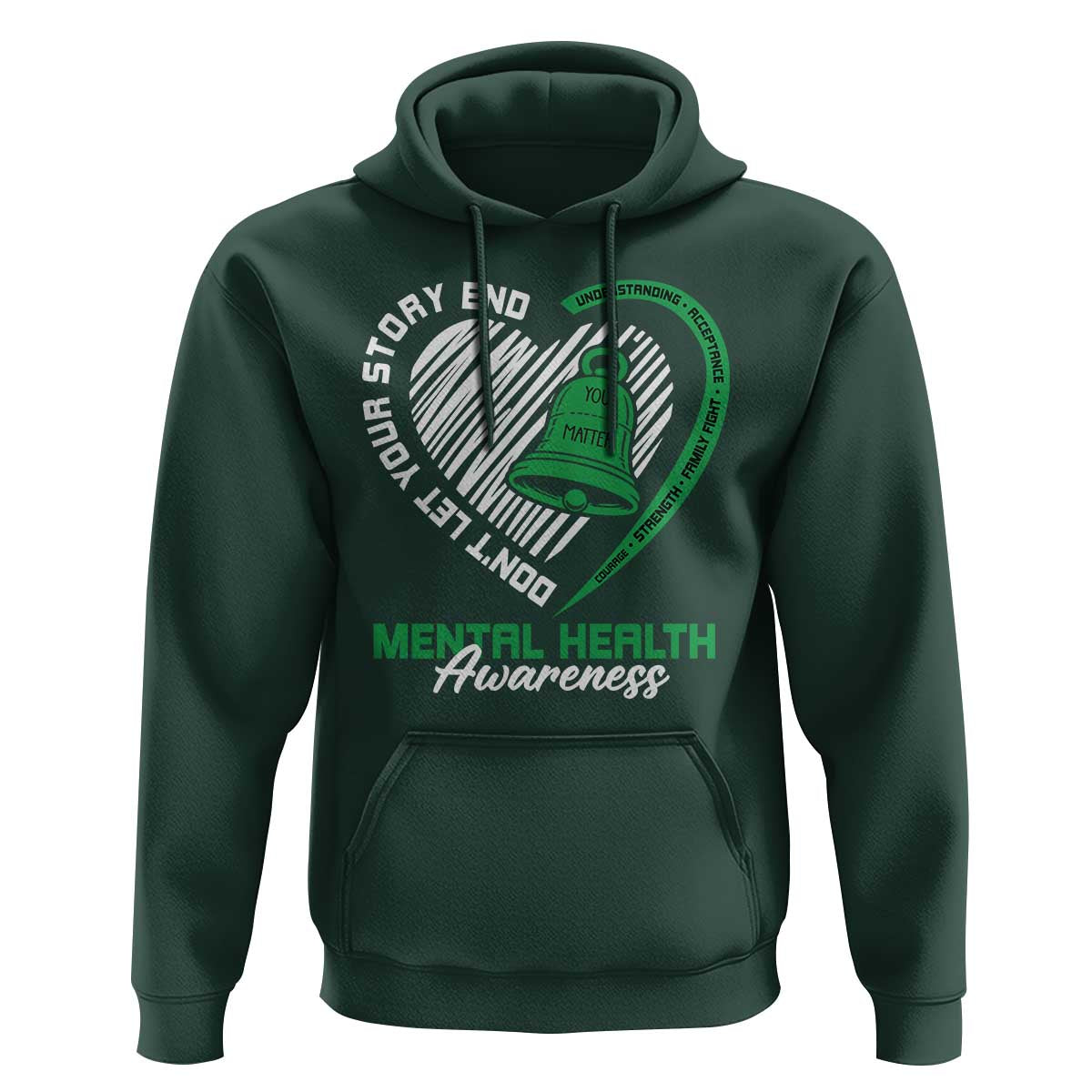 Mental Health Awarenes Hoodie Green Ribbon Inspirational Psychologist Therapist