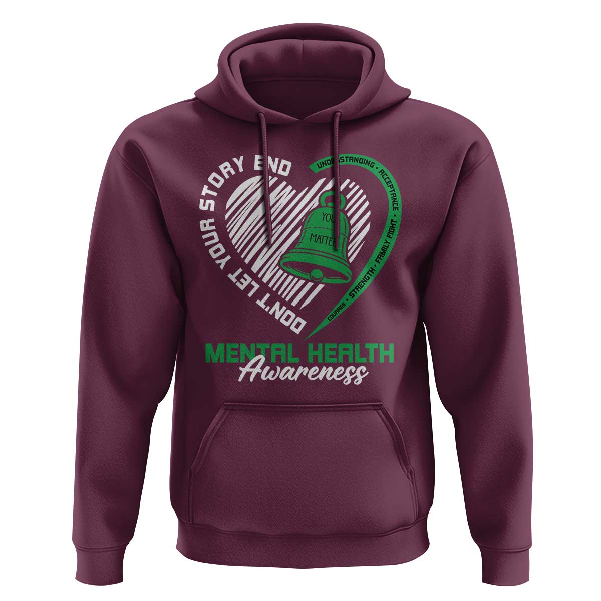 Mental Health Awarenes Hoodie Green Ribbon Inspirational Psychologist Therapist