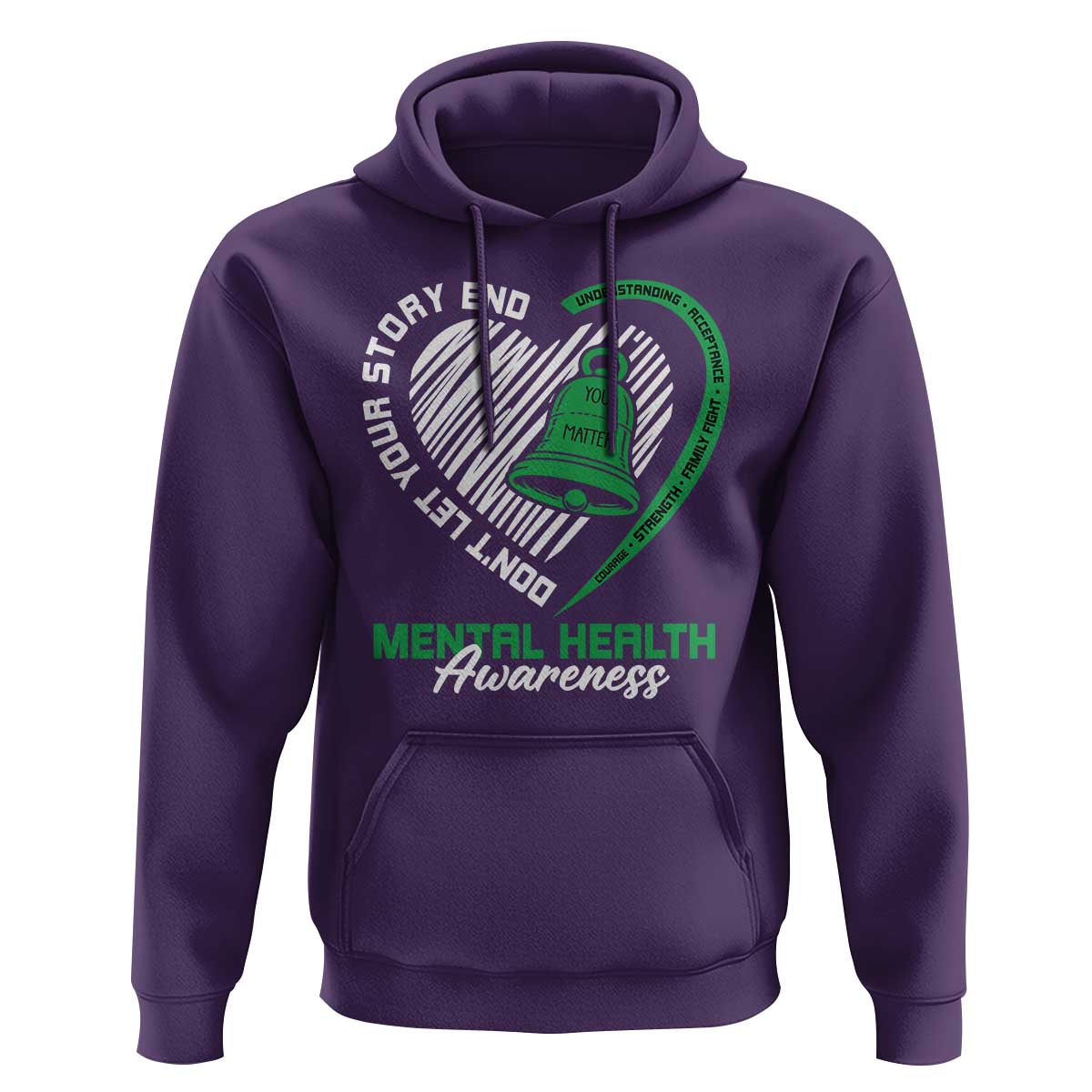 Mental Health Awarenes Hoodie Green Ribbon Inspirational Psychologist Therapist