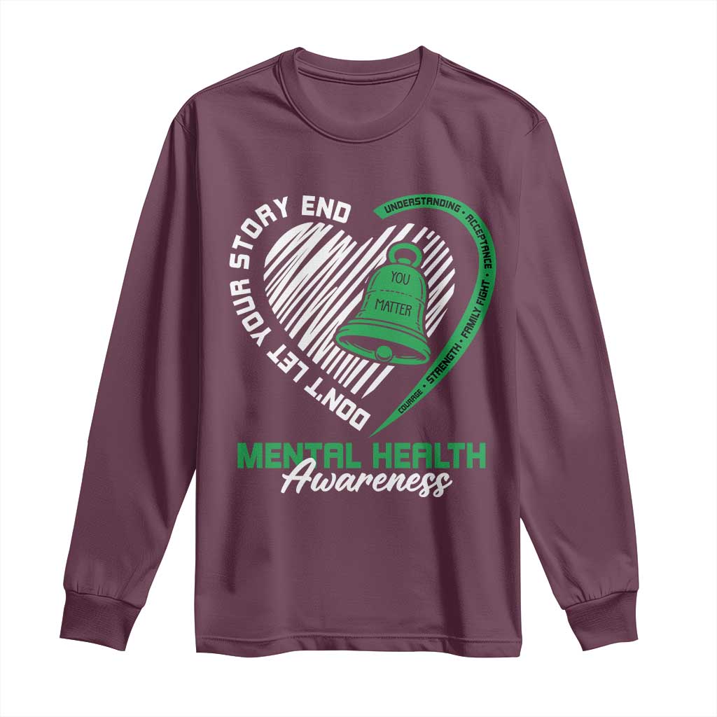 Mental Health Awarenes Long Sleeve Shirt Green Ribbon Inspirational Psychologist Therapist