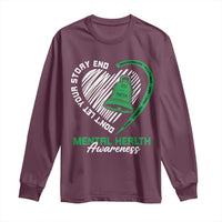 Mental Health Awarenes Long Sleeve Shirt Green Ribbon Inspirational Psychologist Therapist