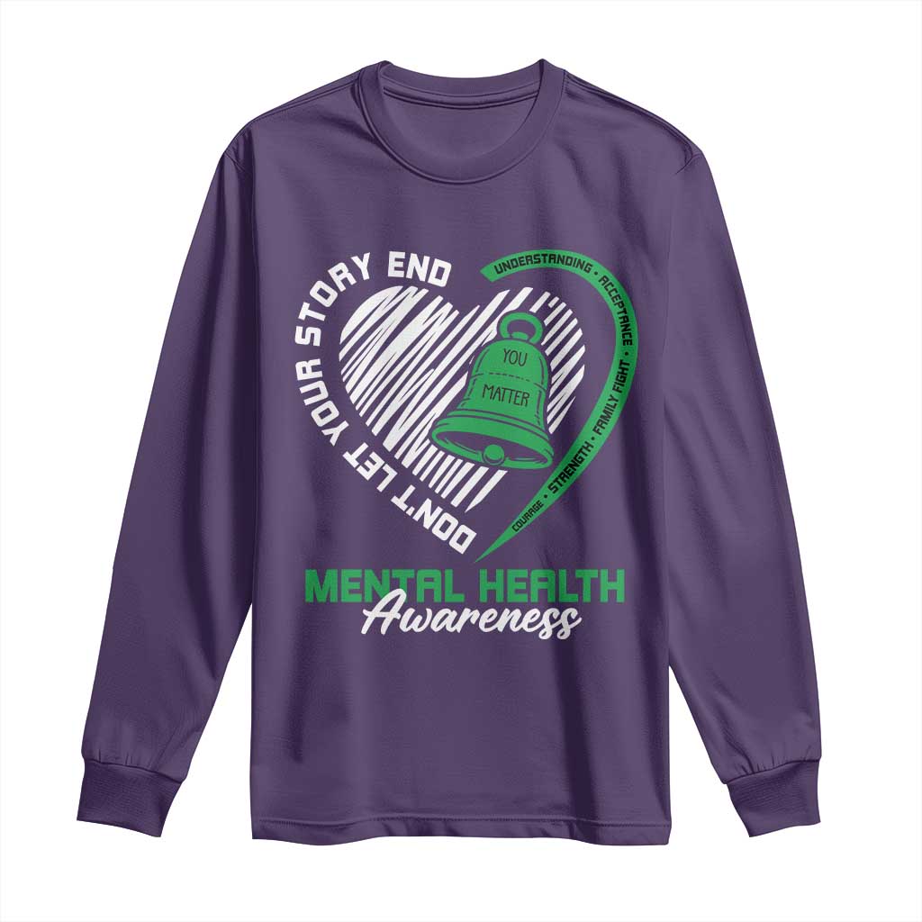 Mental Health Awarenes Long Sleeve Shirt Green Ribbon Inspirational Psychologist Therapist