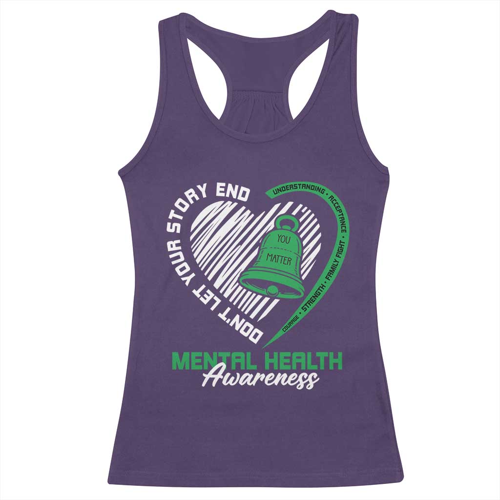 Mental Health Awarenes Racerback Tank Top Green Ribbon Inspirational Psychologist Therapist