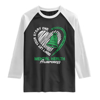 Mental Health Awarenes Raglan Shirt Green Ribbon Inspirational Psychologist Therapist