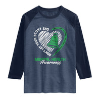 Mental Health Awarenes Raglan Shirt Green Ribbon Inspirational Psychologist Therapist