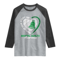 Mental Health Awarenes Raglan Shirt Green Ribbon Inspirational Psychologist Therapist