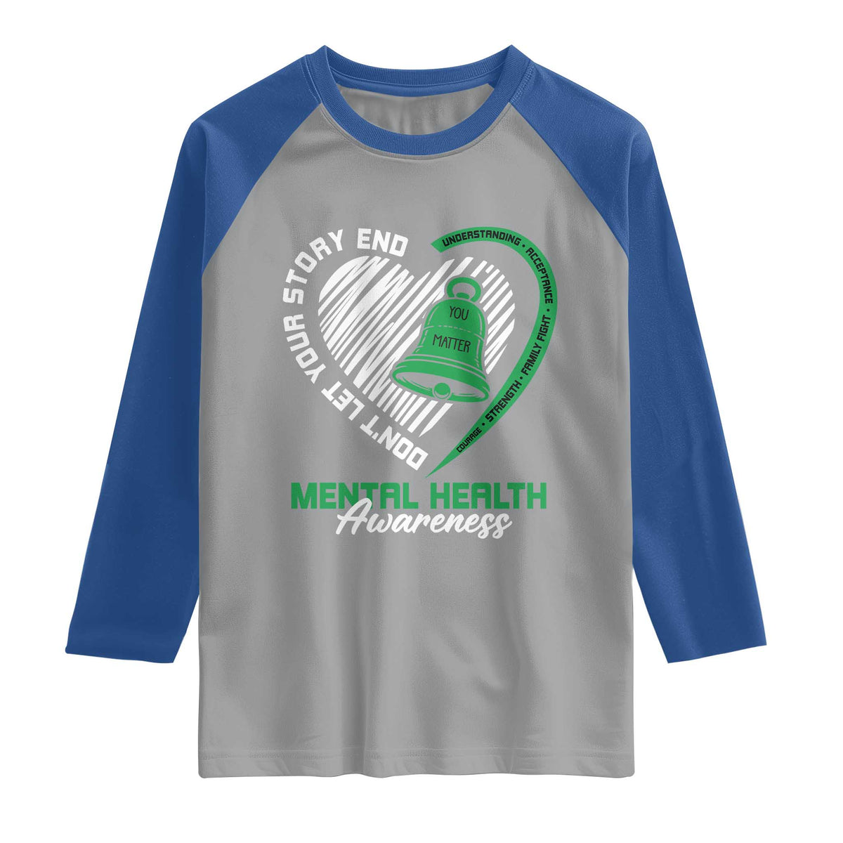 Mental Health Awarenes Raglan Shirt Green Ribbon Inspirational Psychologist Therapist