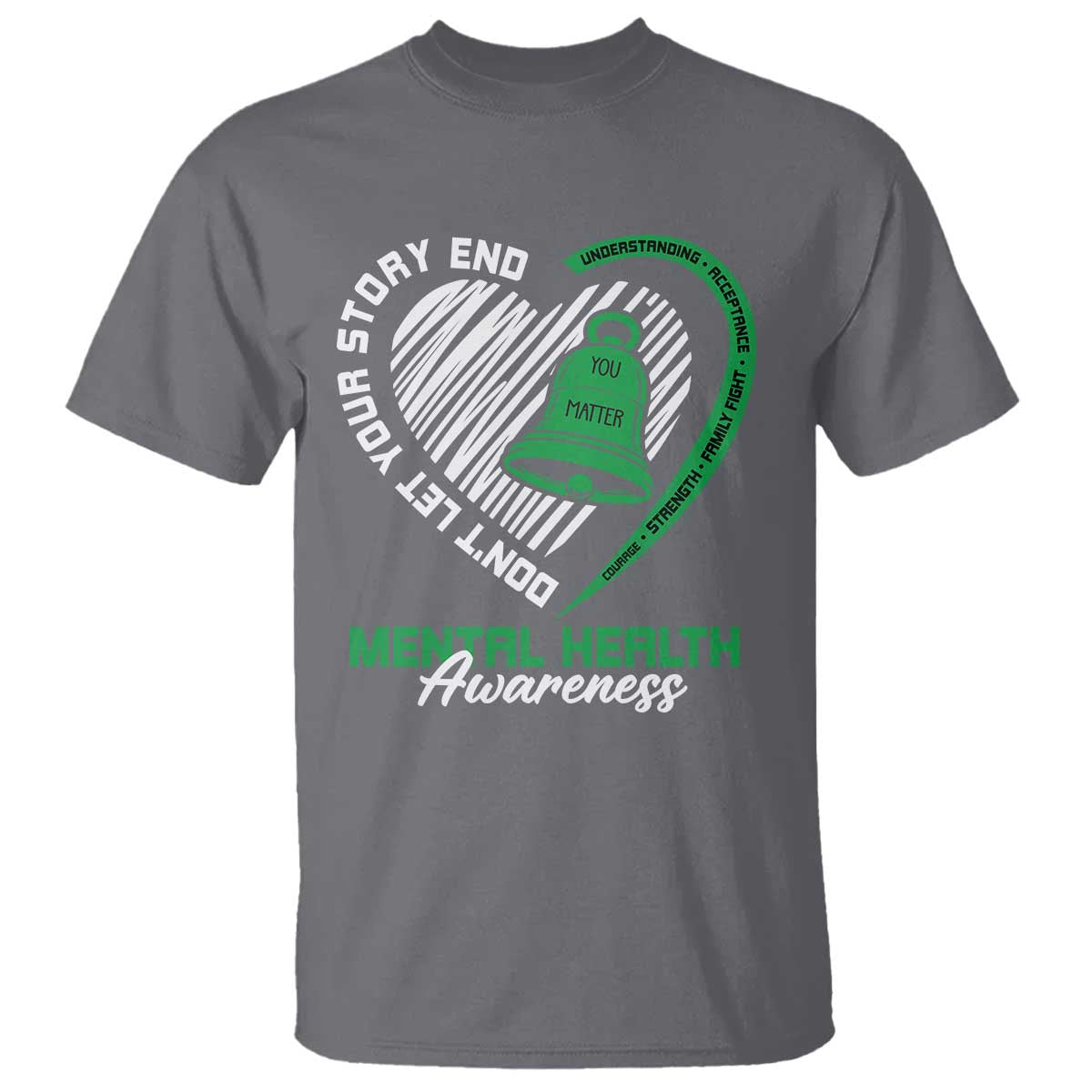 Mental Health Awarenes T Shirt Green Ribbon Inspirational Psychologist Therapist
