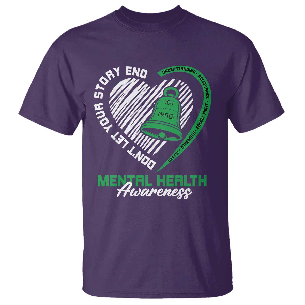 Mental Health Awarenes T Shirt Green Ribbon Inspirational Psychologist Therapist