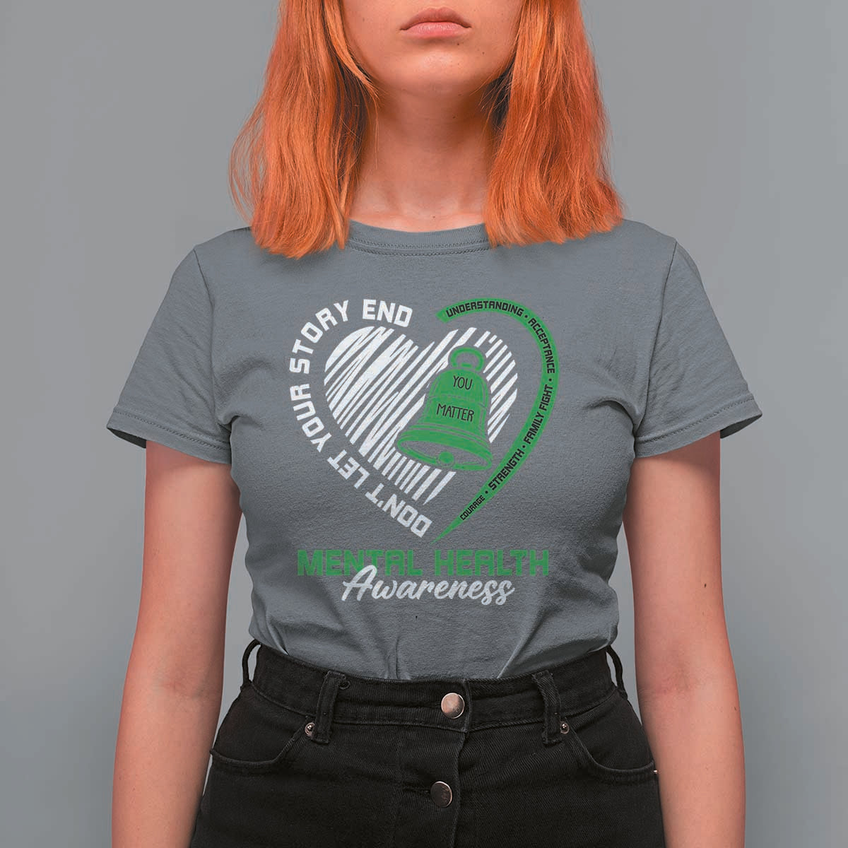 Mental Health Awarenes T Shirt For Women Green Ribbon Inspirational Psychologist Therapist