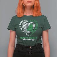 Mental Health Awarenes T Shirt For Women Green Ribbon Inspirational Psychologist Therapist