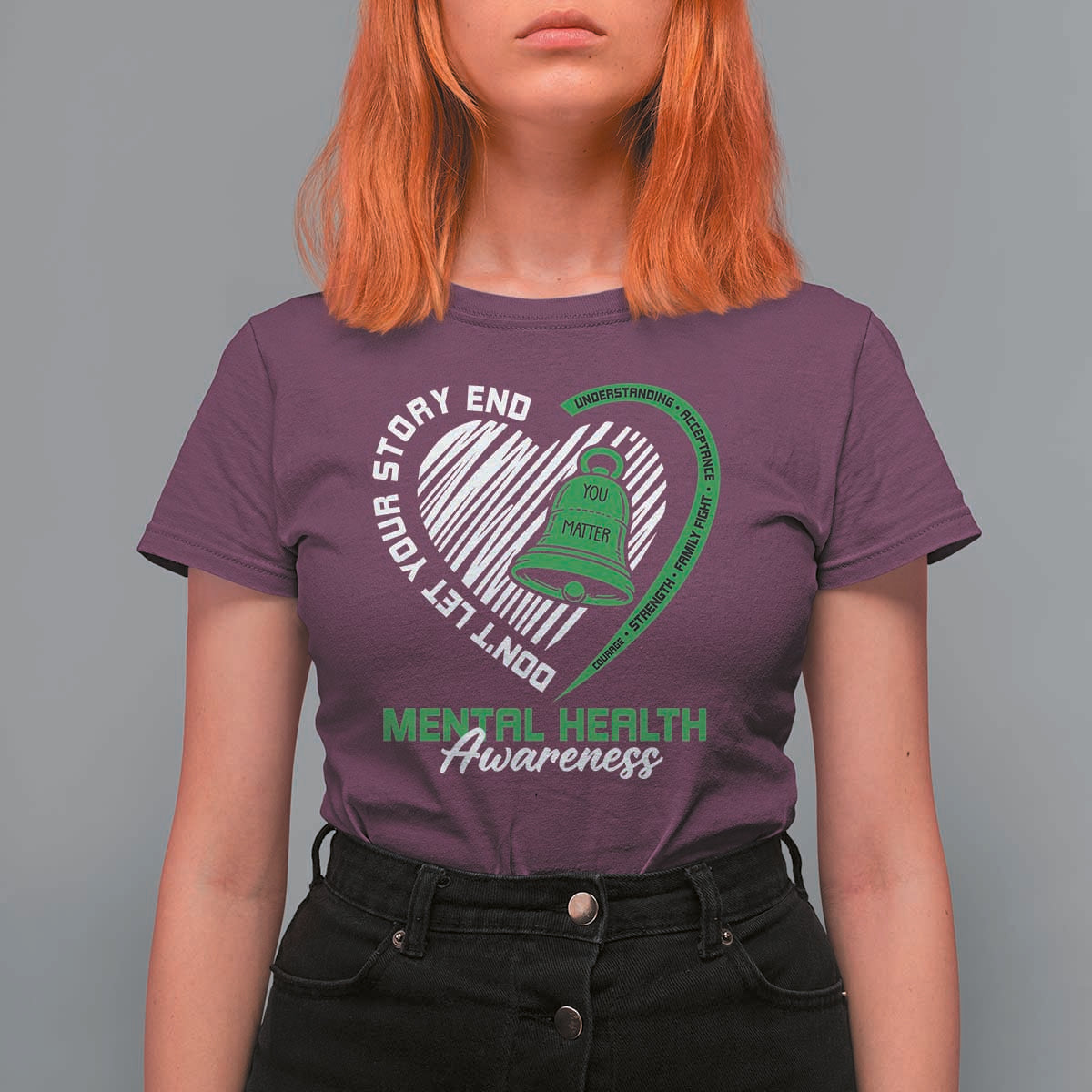 Mental Health Awarenes T Shirt For Women Green Ribbon Inspirational Psychologist Therapist