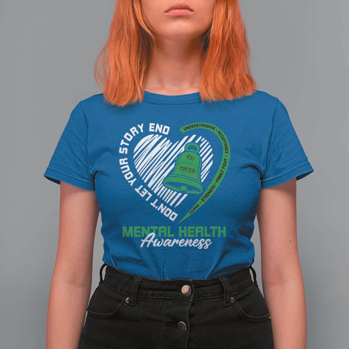 Mental Health Awarenes T Shirt For Women Green Ribbon Inspirational Psychologist Therapist