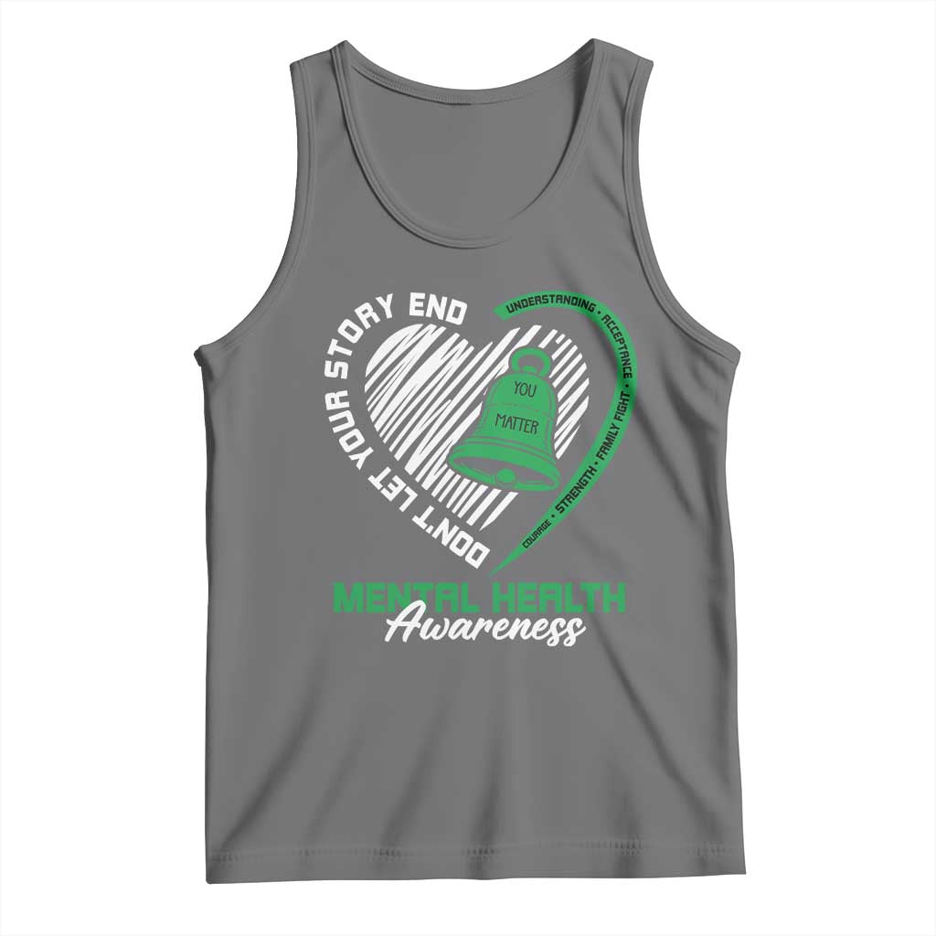 Mental Health Awarenes Tank Top Green Ribbon Inspirational Psychologist Therapist