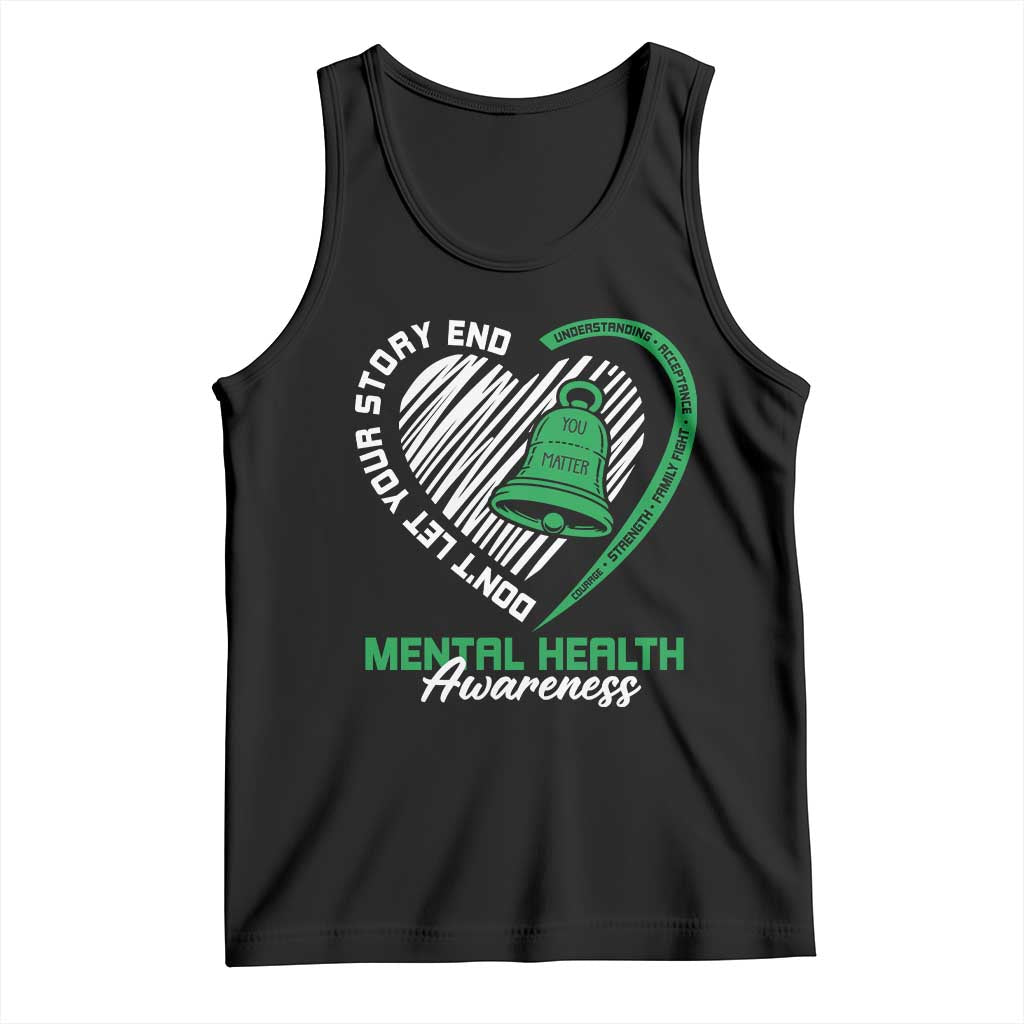 Mental Health Awarenes Tank Top Green Ribbon Inspirational Psychologist Therapist