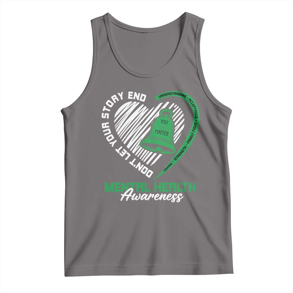 Mental Health Awarenes Tank Top Green Ribbon Inspirational Psychologist Therapist