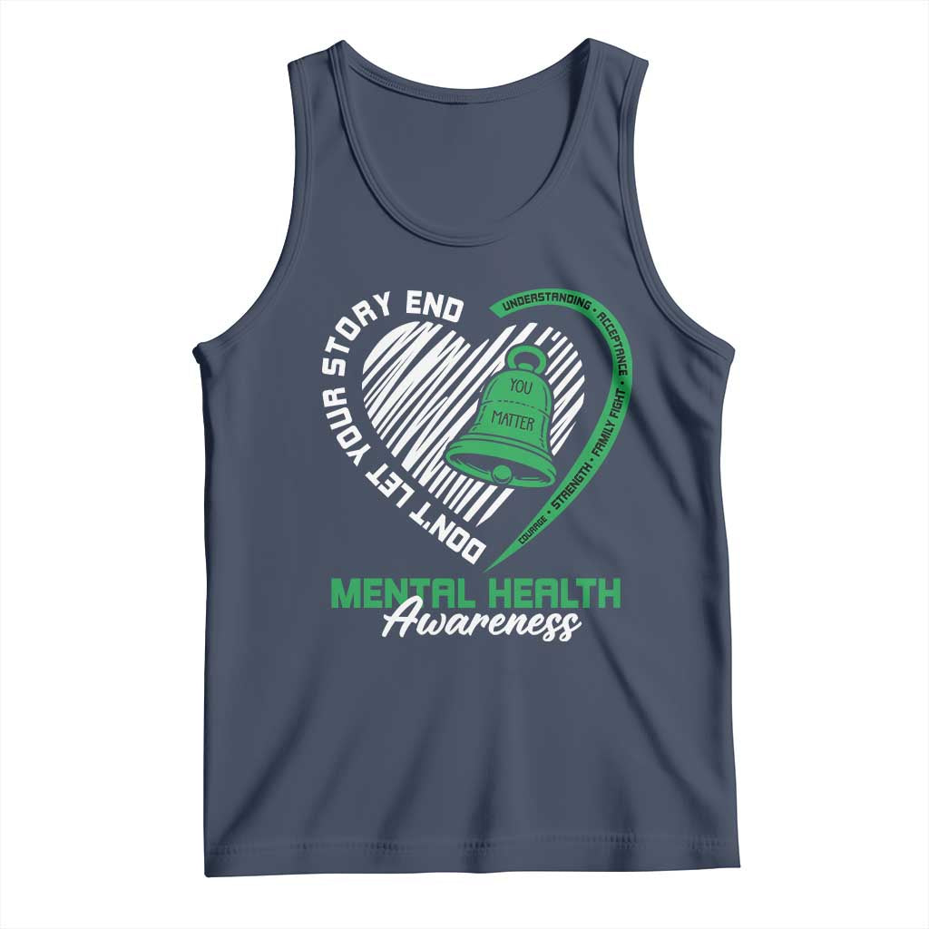 Mental Health Awarenes Tank Top Green Ribbon Inspirational Psychologist Therapist